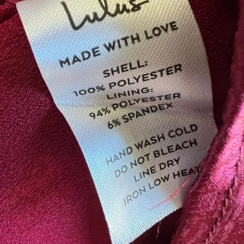 Lulus Burgundy Lisette Satin One-Shoulder Mini Dress Size XL NWT - Picture 7 of 8